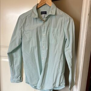 Children’s Place Size XXL mint green long sleeve button down shirt, like new